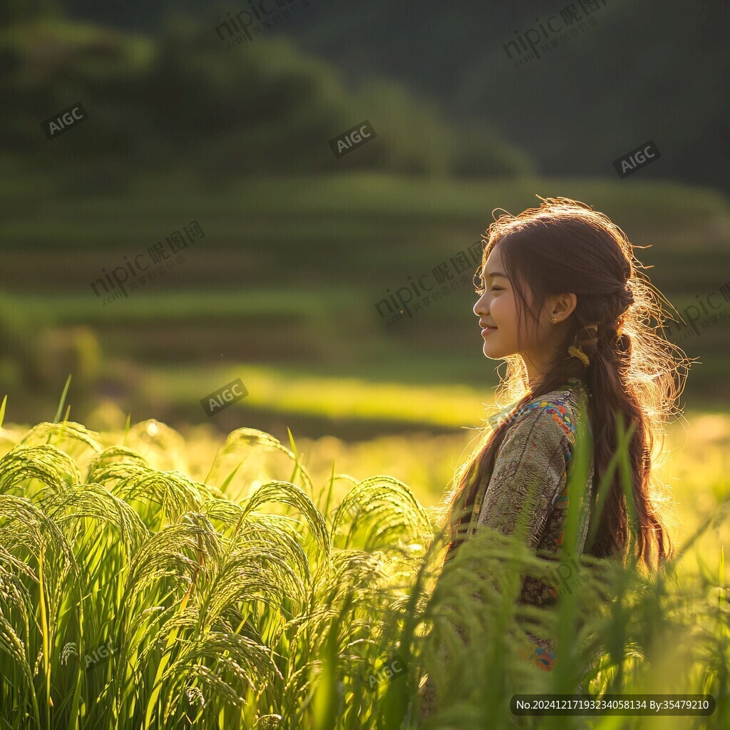 稻田与少女