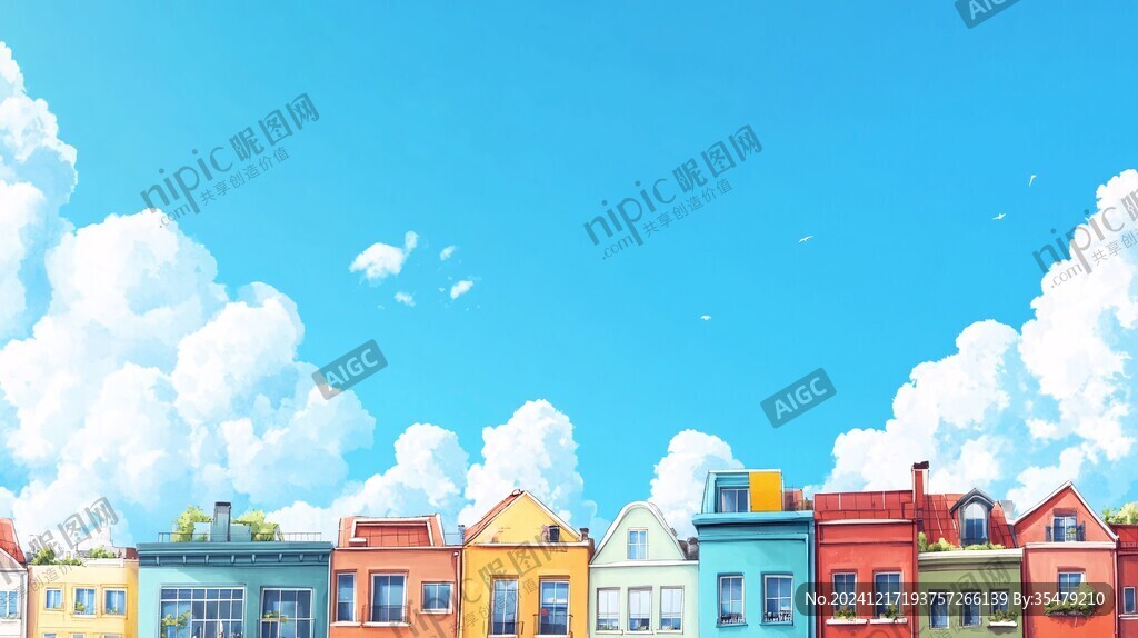 卡通洋楼背景