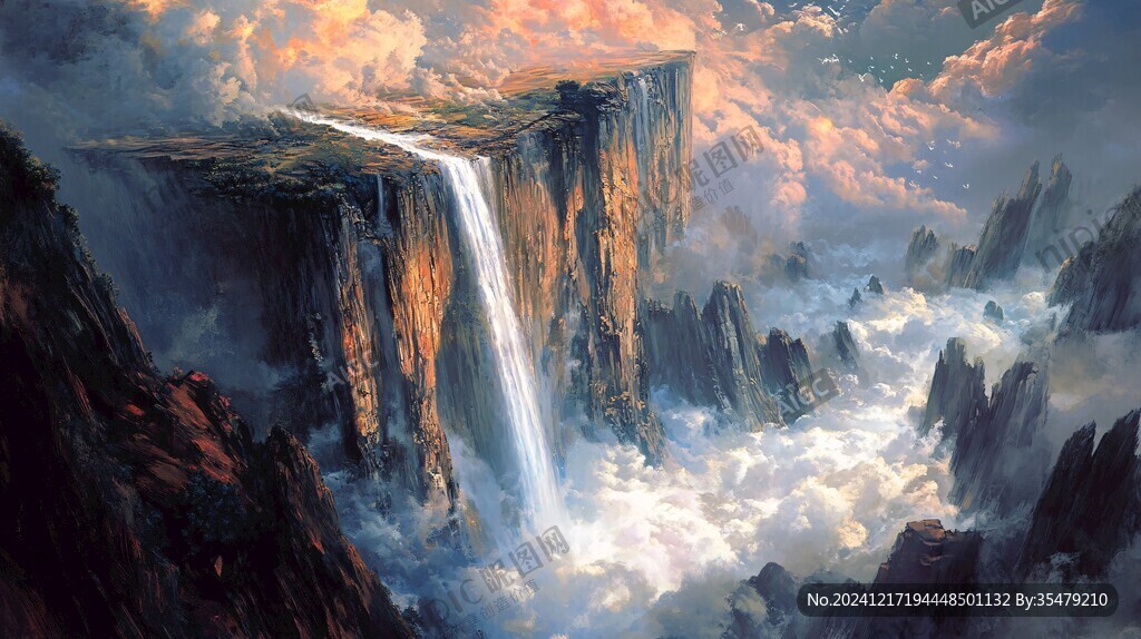 天界晓钟风景插画