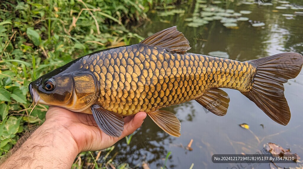 手捧大鲤鱼