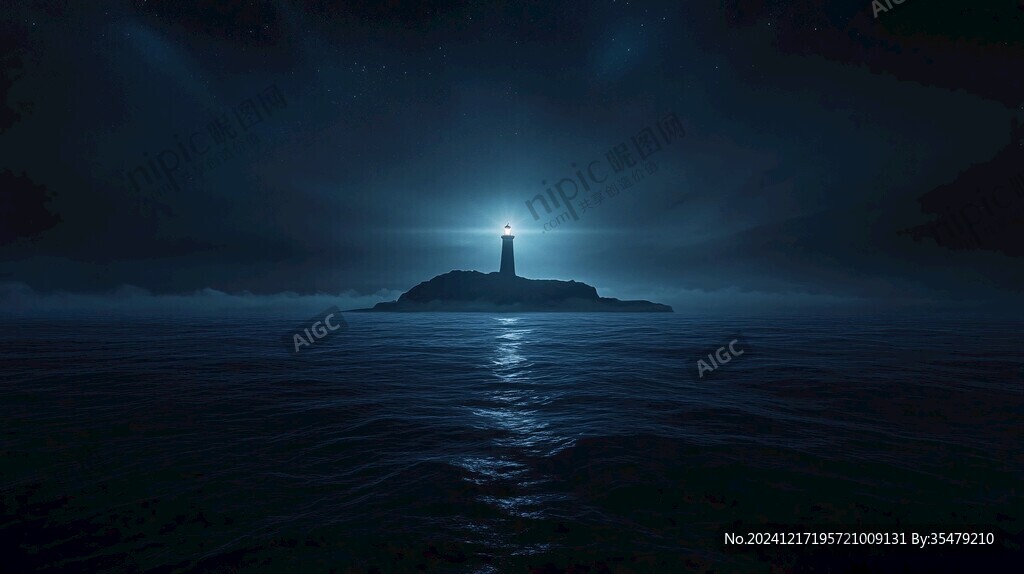 灯光下的神秘海洋场景