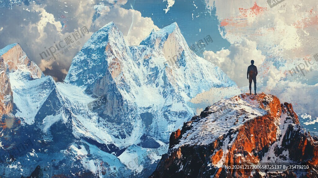 珠穆拉玛峰插画