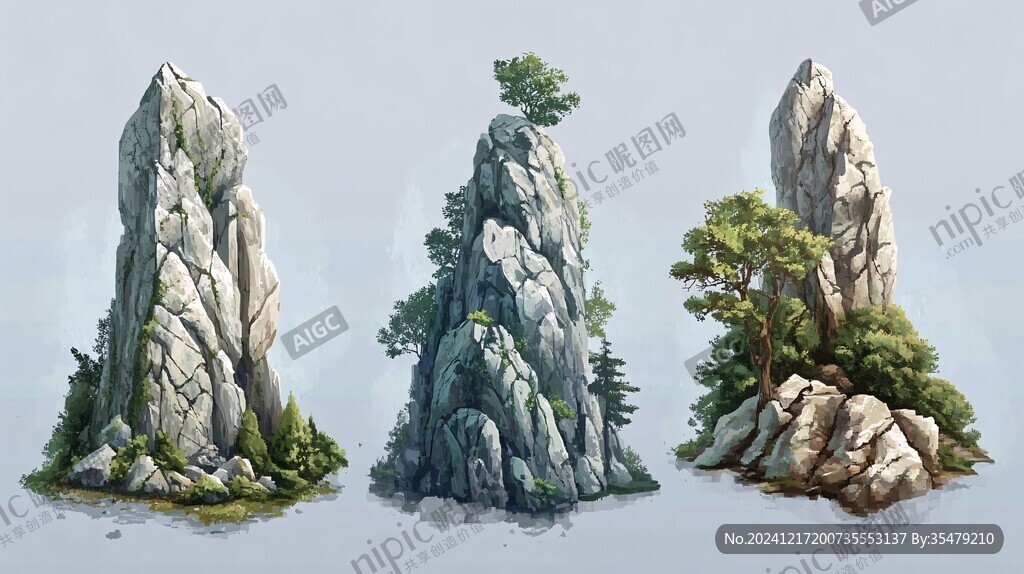 假山插画