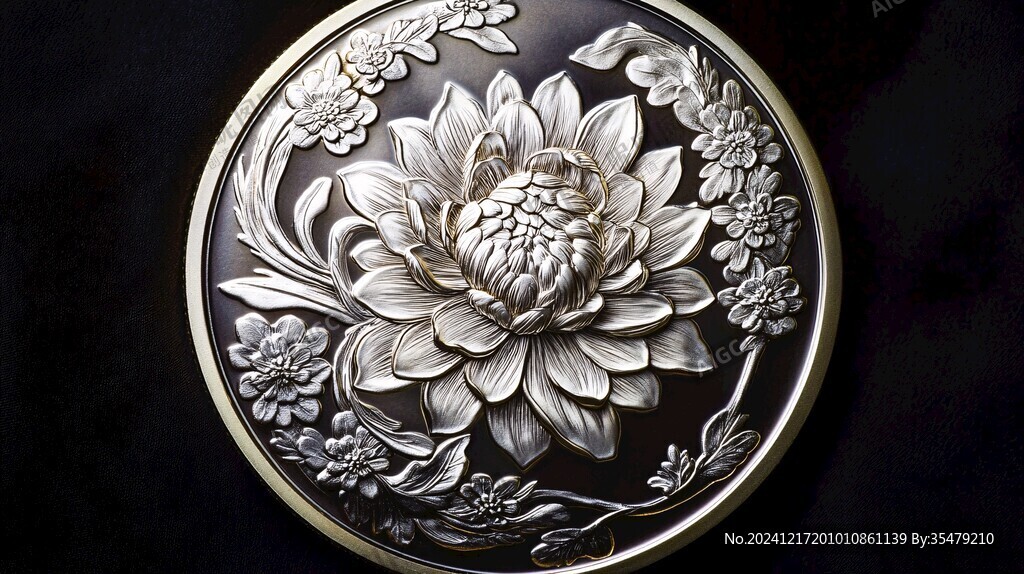金梵文荷花圆牌