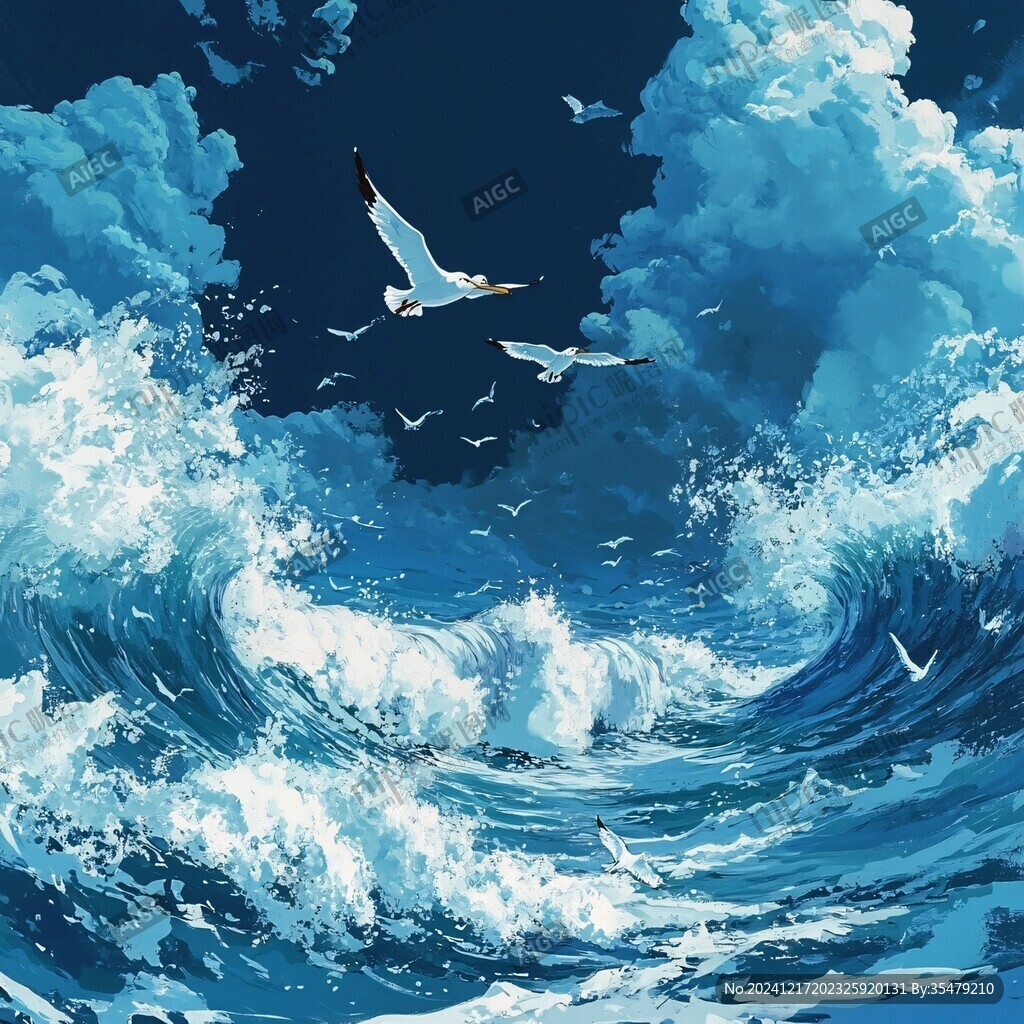 插画海洋辽阔