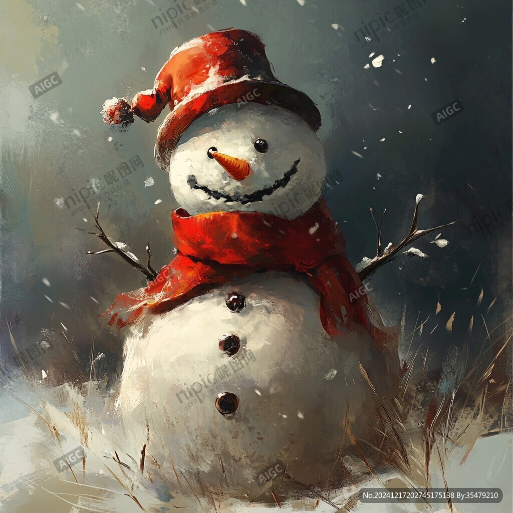 插画雪人