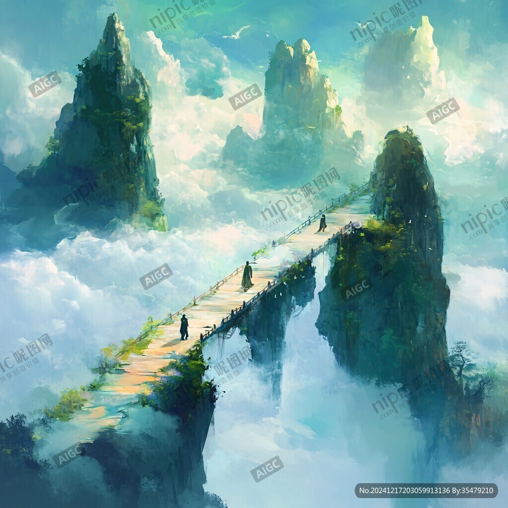 天界晓钟风景插画