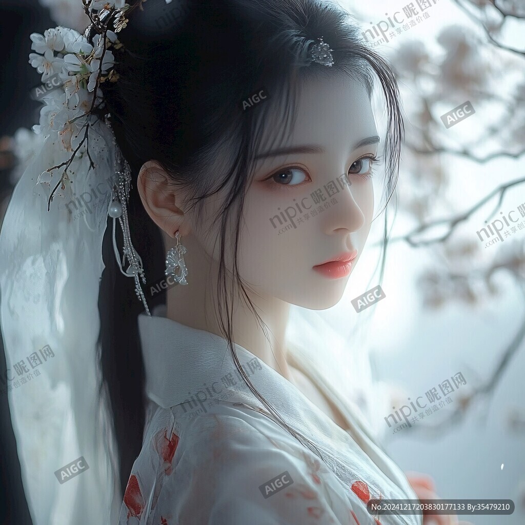 古风美女头像插画封面