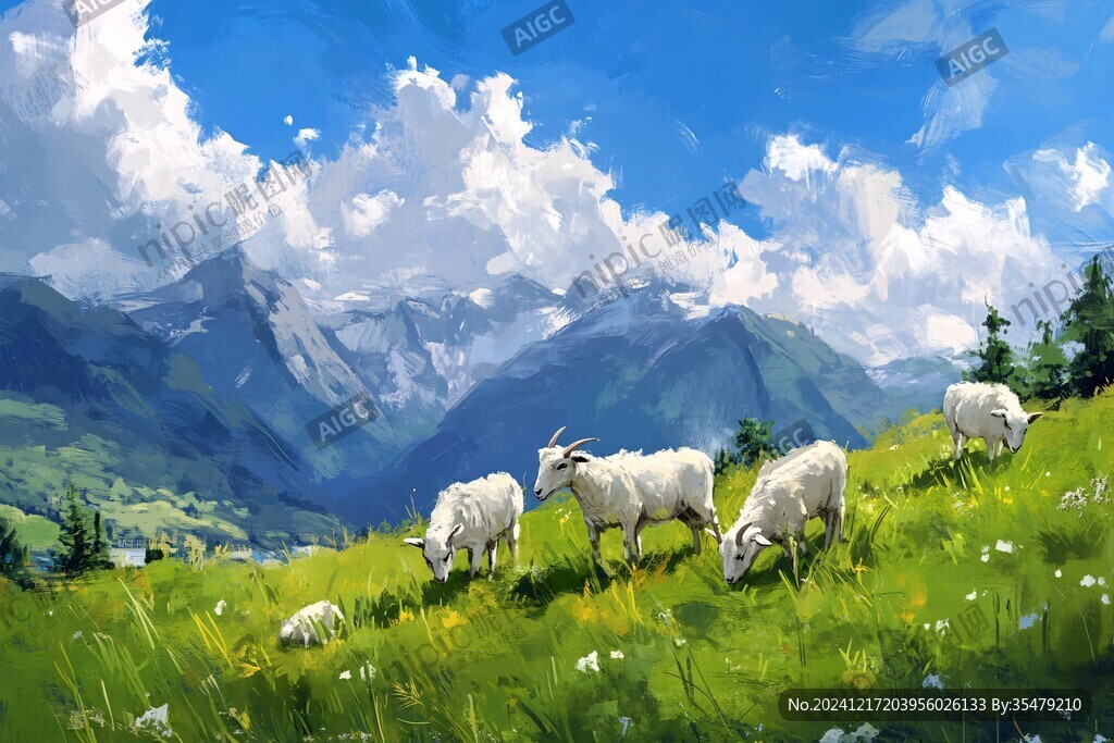 草原绵羊插画