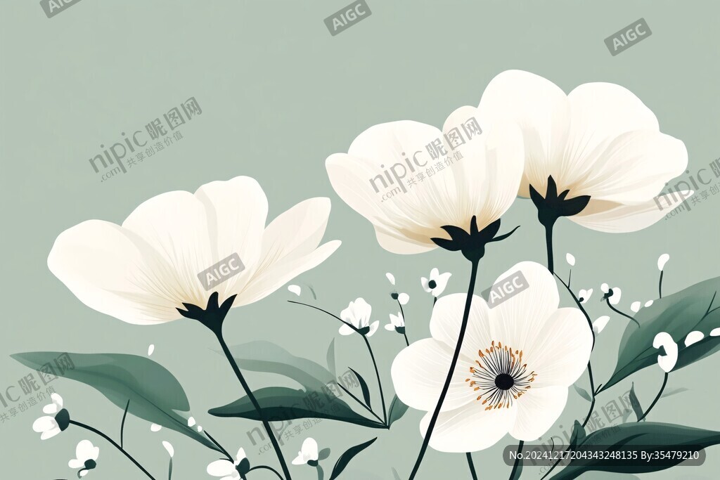 银莲花插画