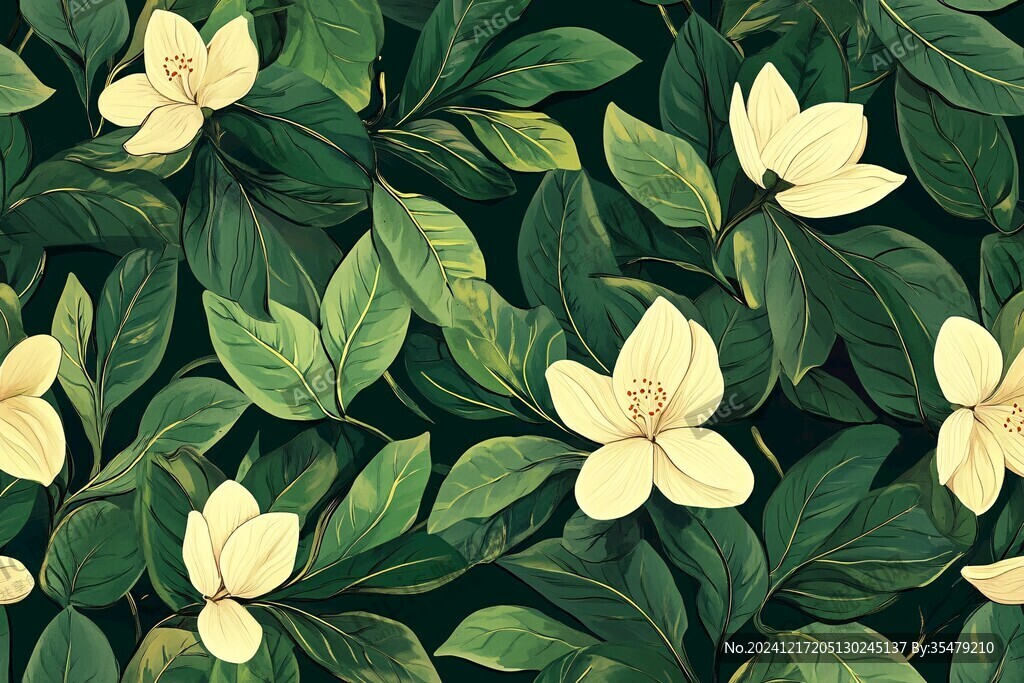 绿叶鲜花背景图