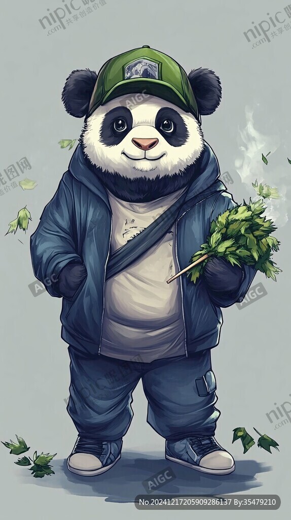 街头酷帅熊猫卡通