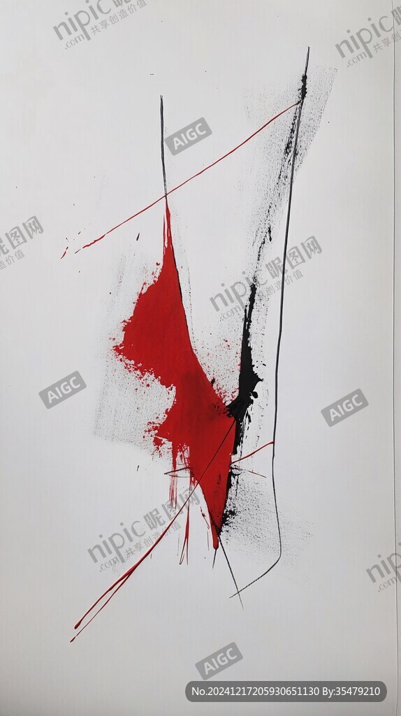 动感线条红黑色抽象画