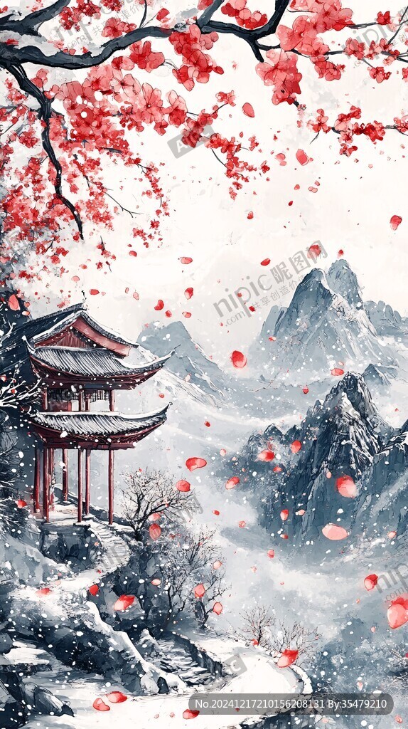 雪景古风插画