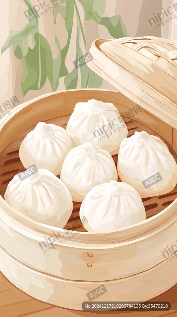 小笼包插画