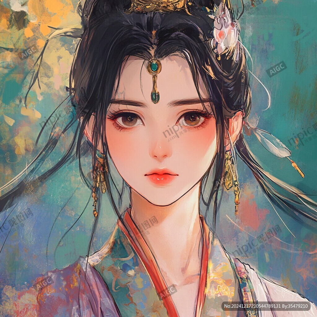 古风美女头像插画封面