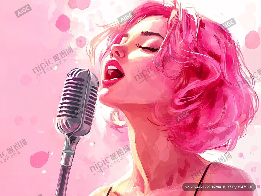 女歌手插画