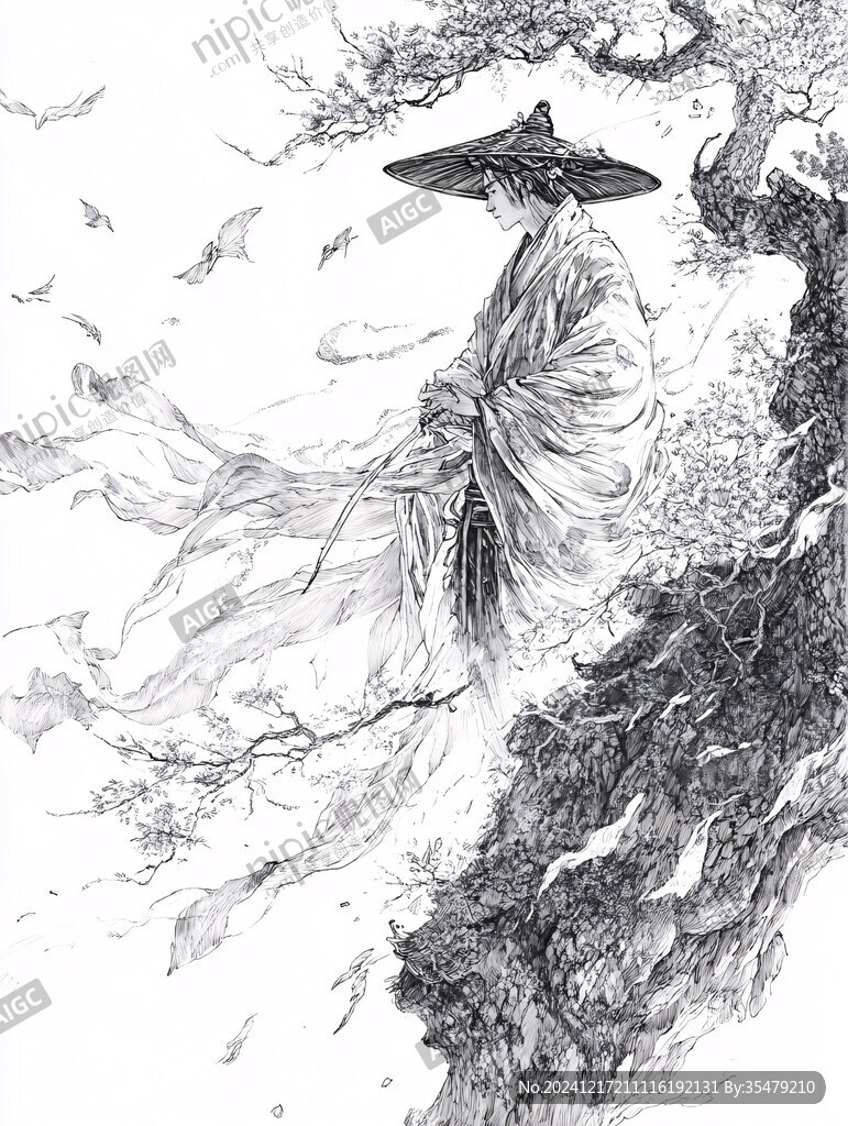古风手绘线稿