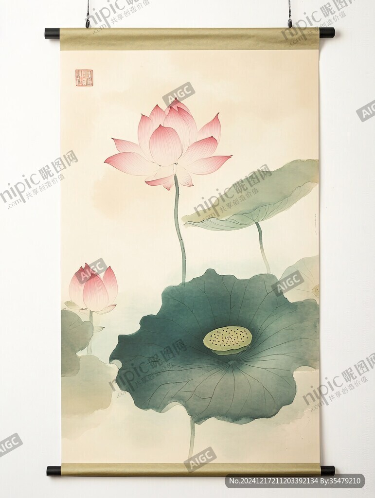 禅意荷花挂画