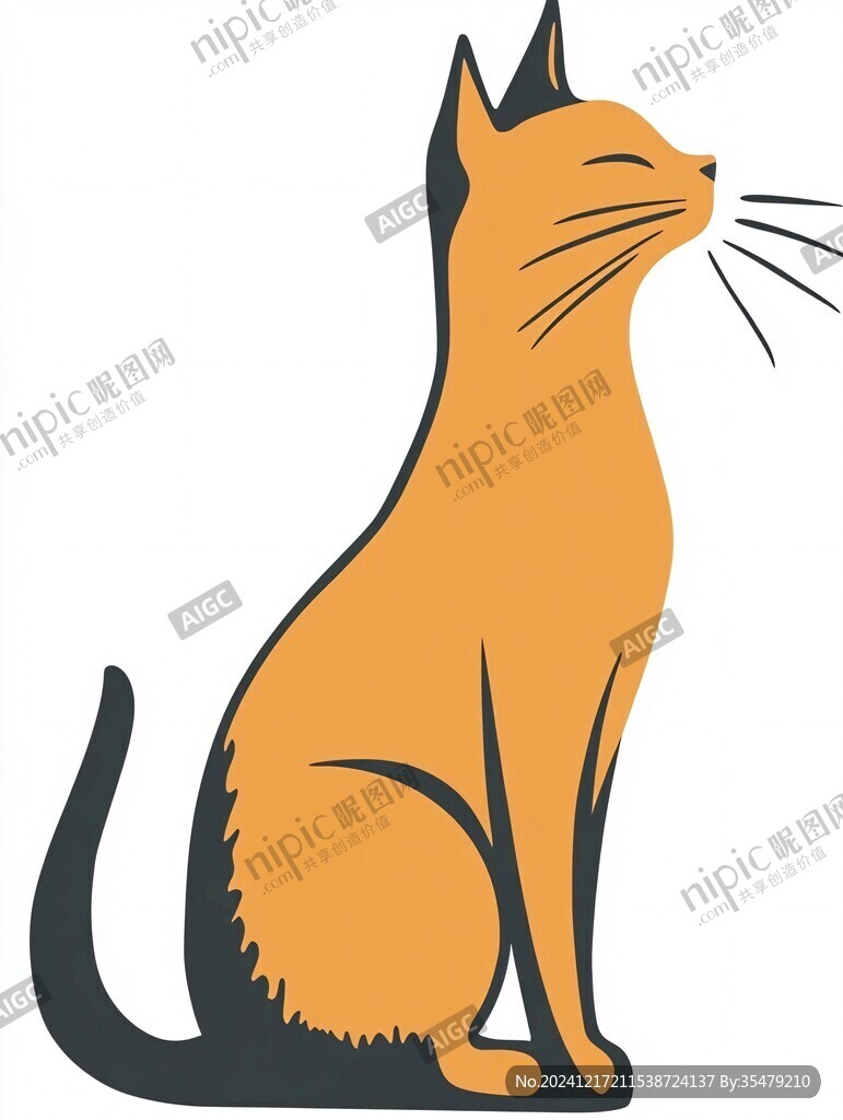 猫剪影插画