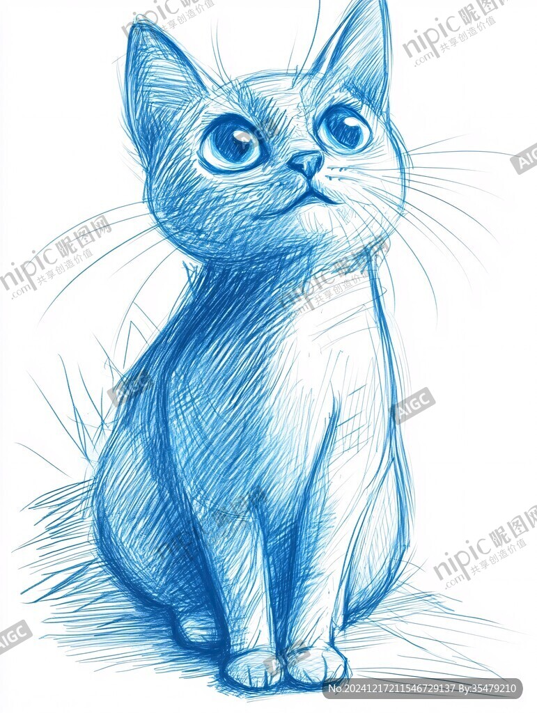 手绘无毛猫