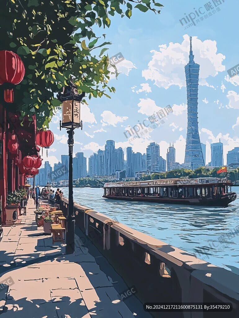 珠江插画