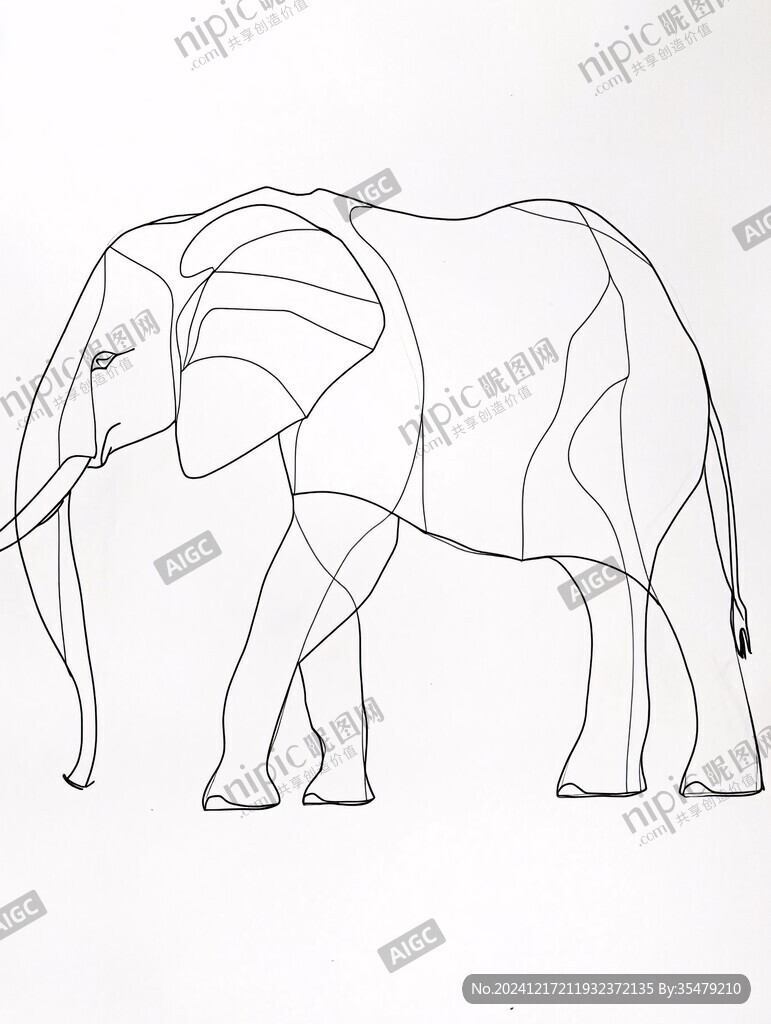线描大象