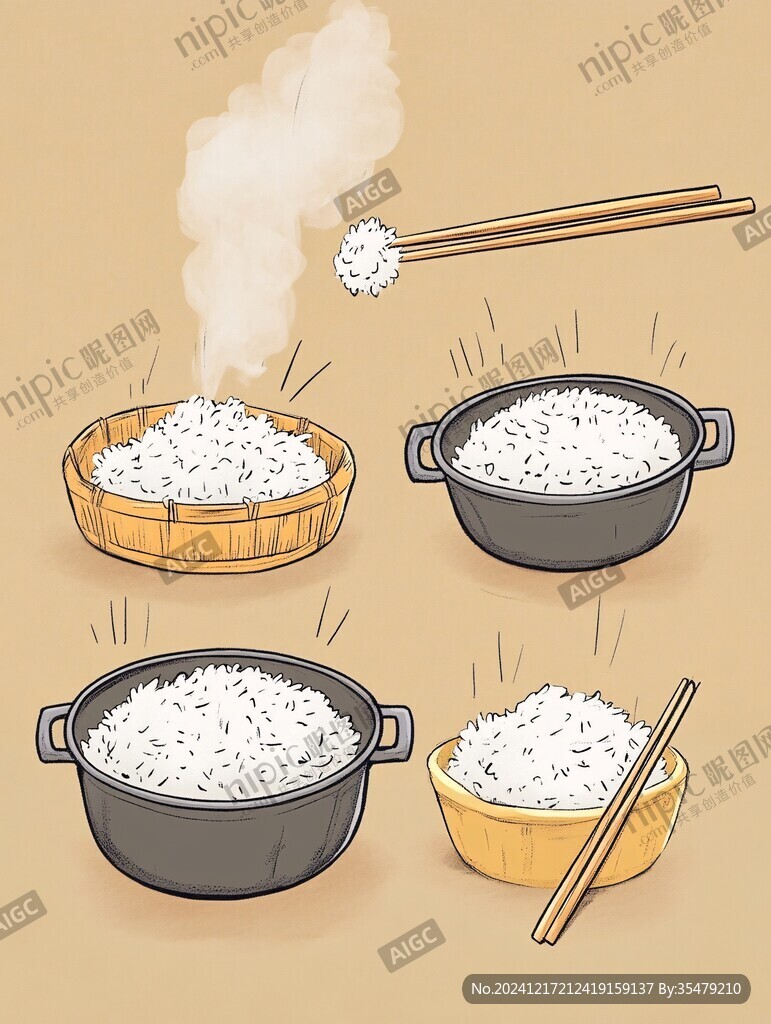 米饭手绘插画