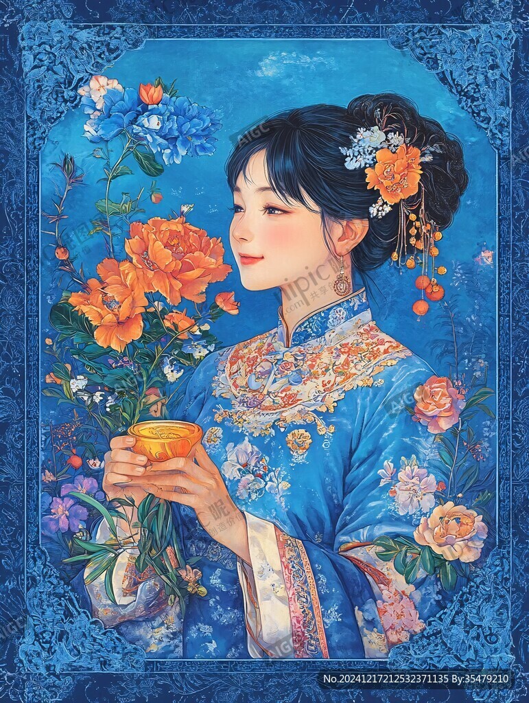 清朝美人插画