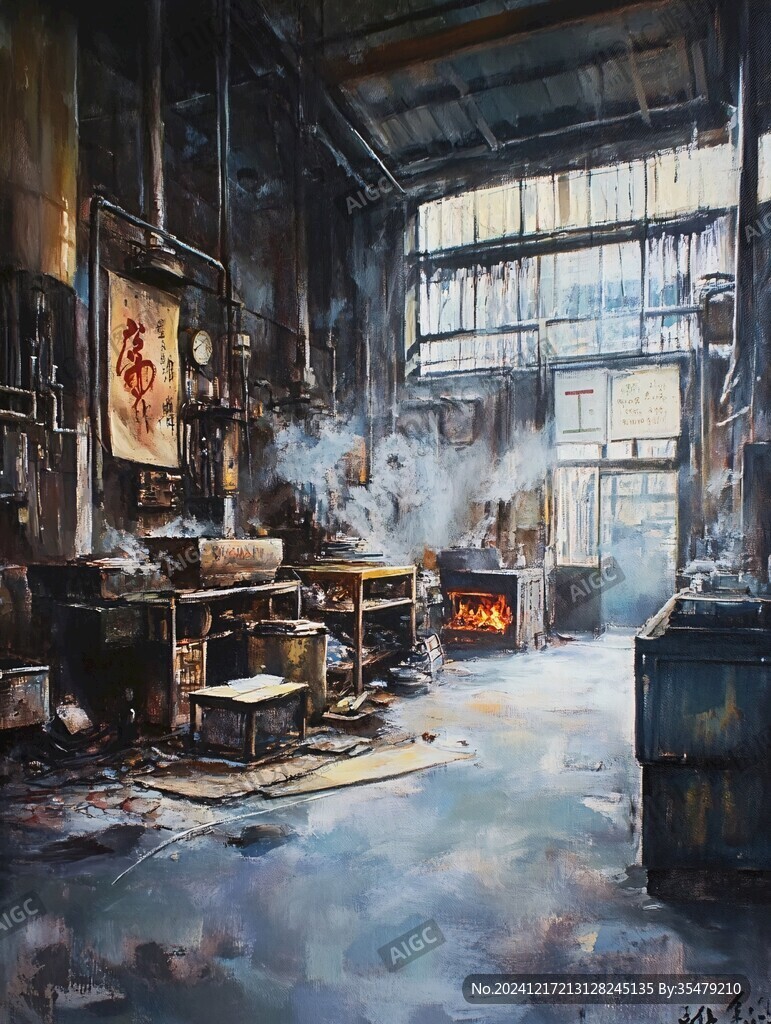 工业油画场景