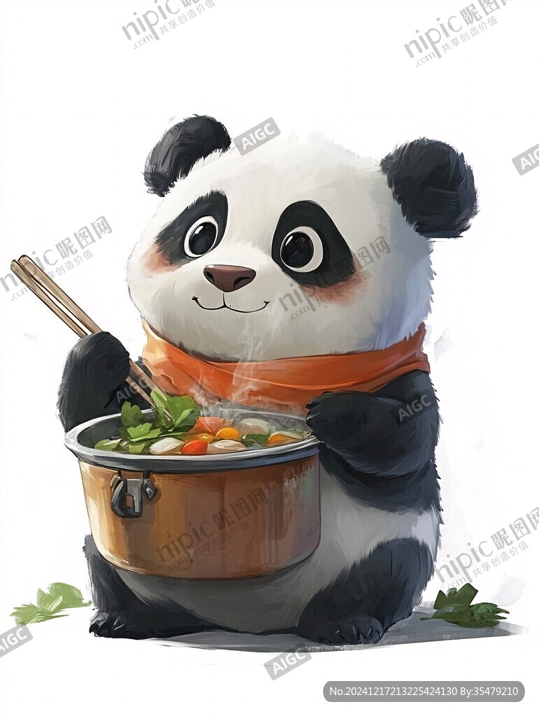大熊猫美食插画