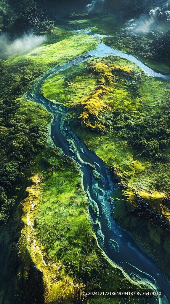 竖幅草原河流