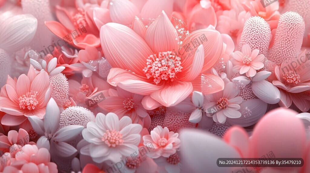 3d浮雕缤纷花卉