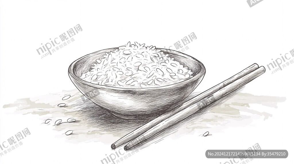 米饭手绘插画