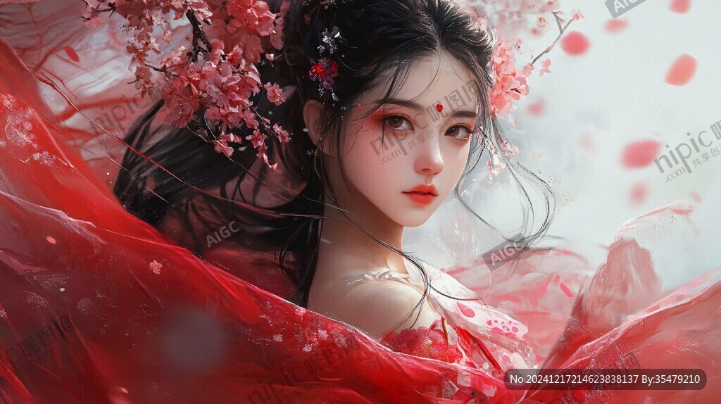 红衣少女设计古风