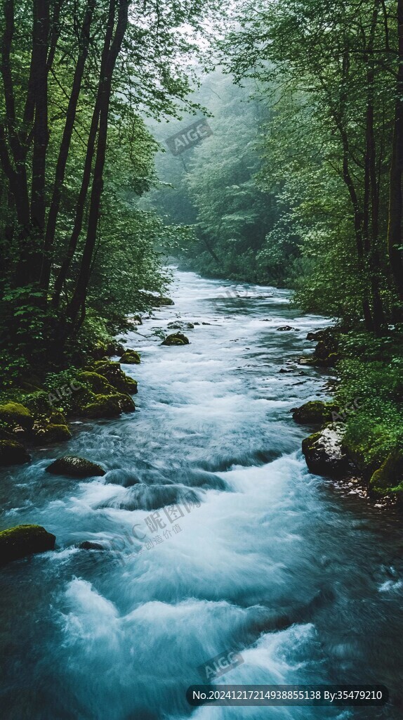 大自然森林溪水