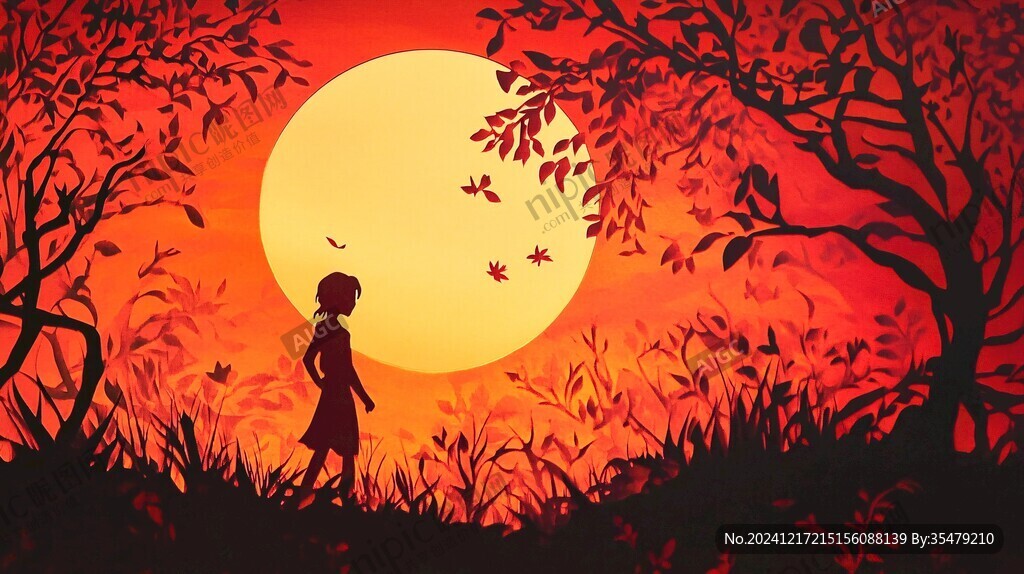 黄昏场景插画