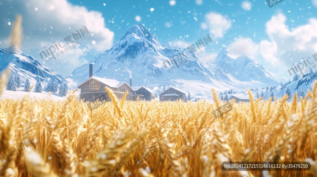 麦田高山雪山