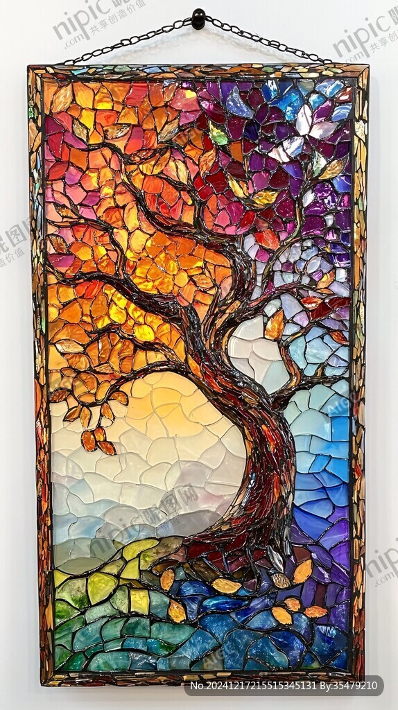 彩色玻璃拼贴装饰墙画