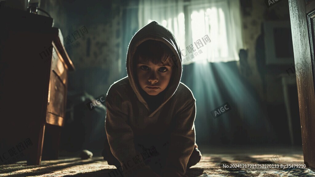 穿帽衫的小男孩