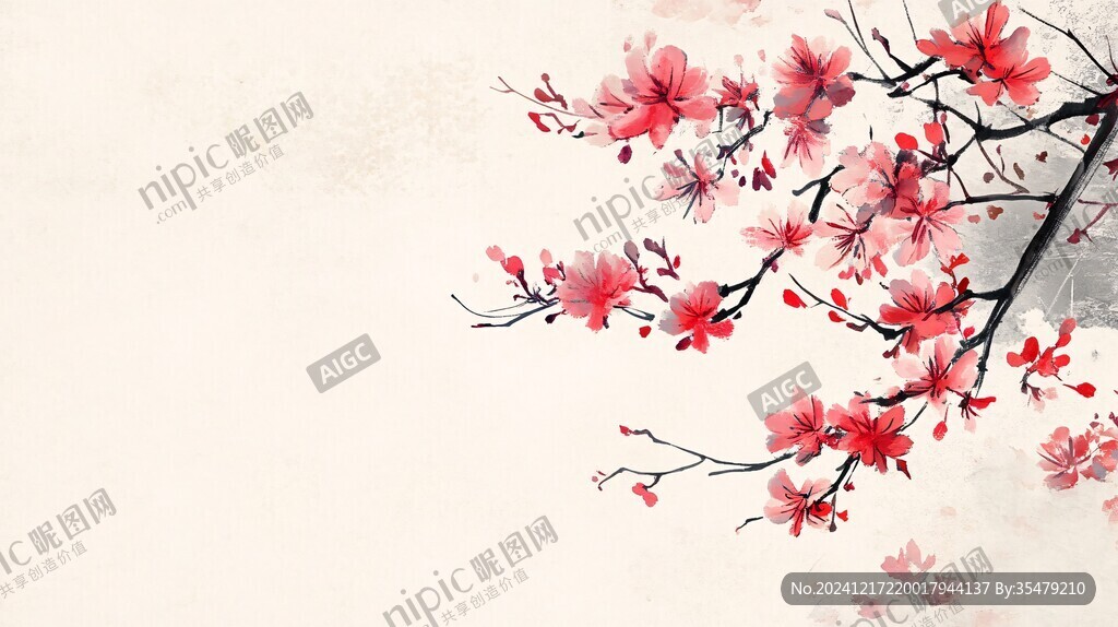 水彩梅花墙纸