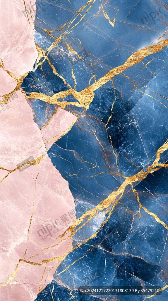 蓝底金线大理石