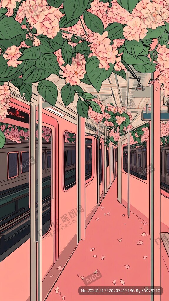 治愈系少女粉插画