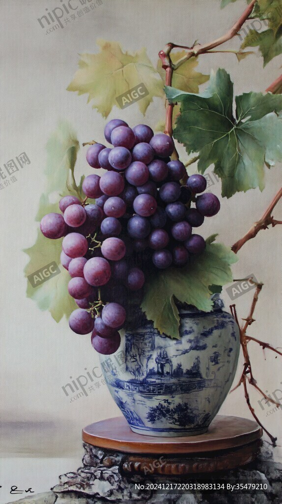 写实葡萄画