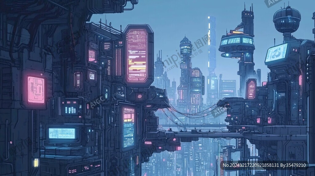 场景赛博插画