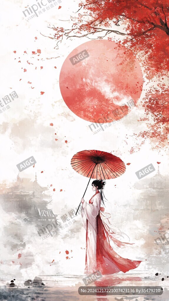 红衣少女设计古风