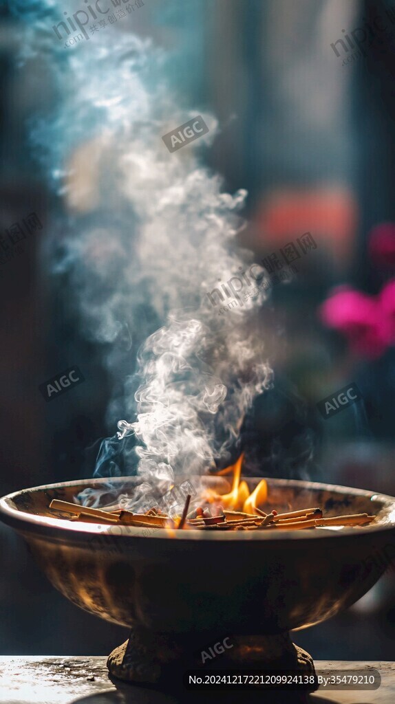 香炉香火缭绕