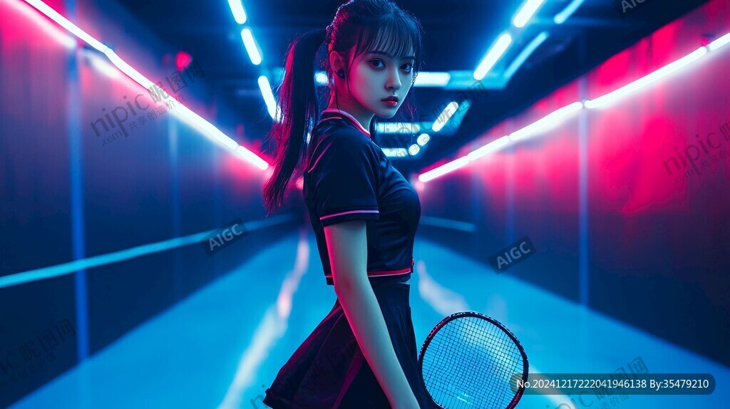 打网球少女形象
