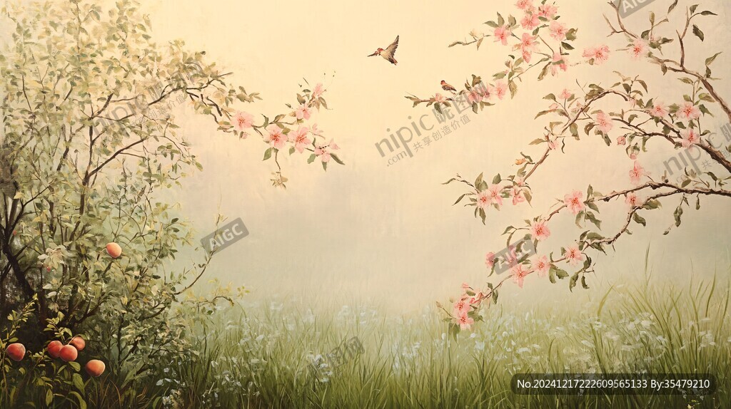 唯美花鸟背景