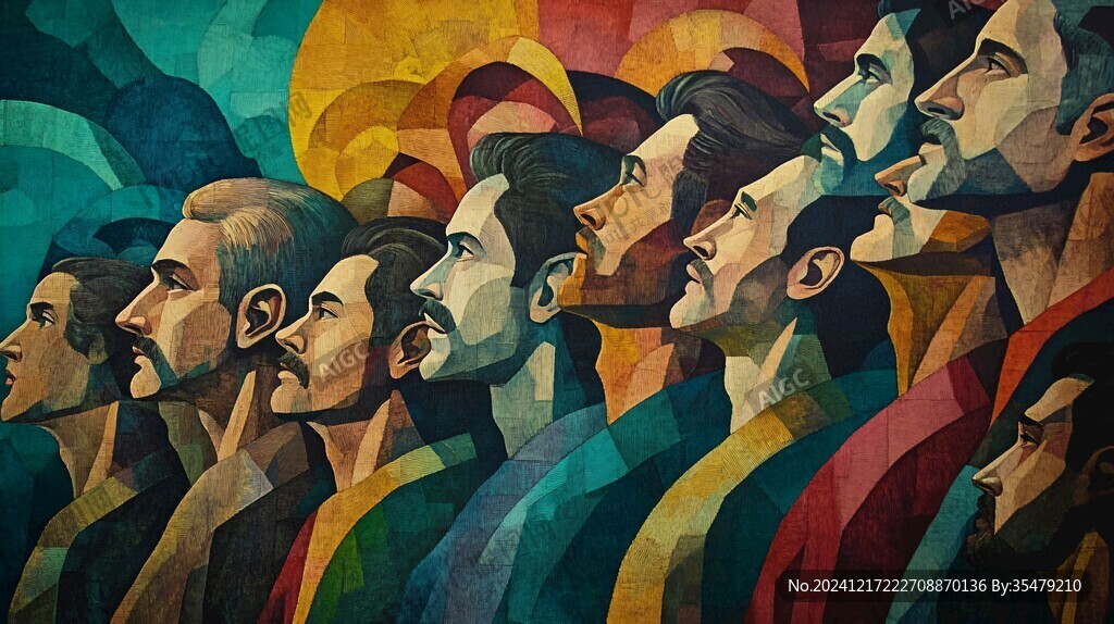 人脸色块拼接装饰画